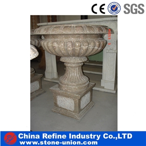G603 Light Gray Flower Pots & Carving Flower Stand
