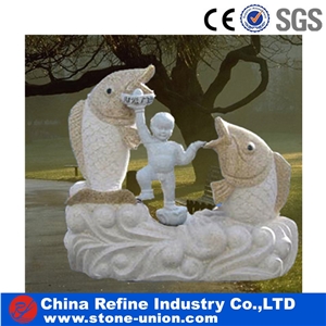 G682 Yellow Rusty Granite Hand Carving Fountains