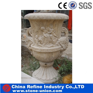 Garden Western Style Yellow Limestone Flowerpots