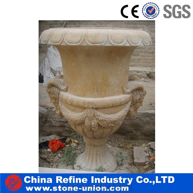 Garden Western Style Yellow Limestone Flowerpots