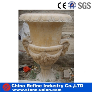 Garden Western Style Yellow Limestone Flowerpots