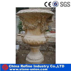 Garden Western Style Yellow Limestone Flowerpots