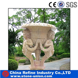 Garden Western Style Yellow Limestone Flowerpots