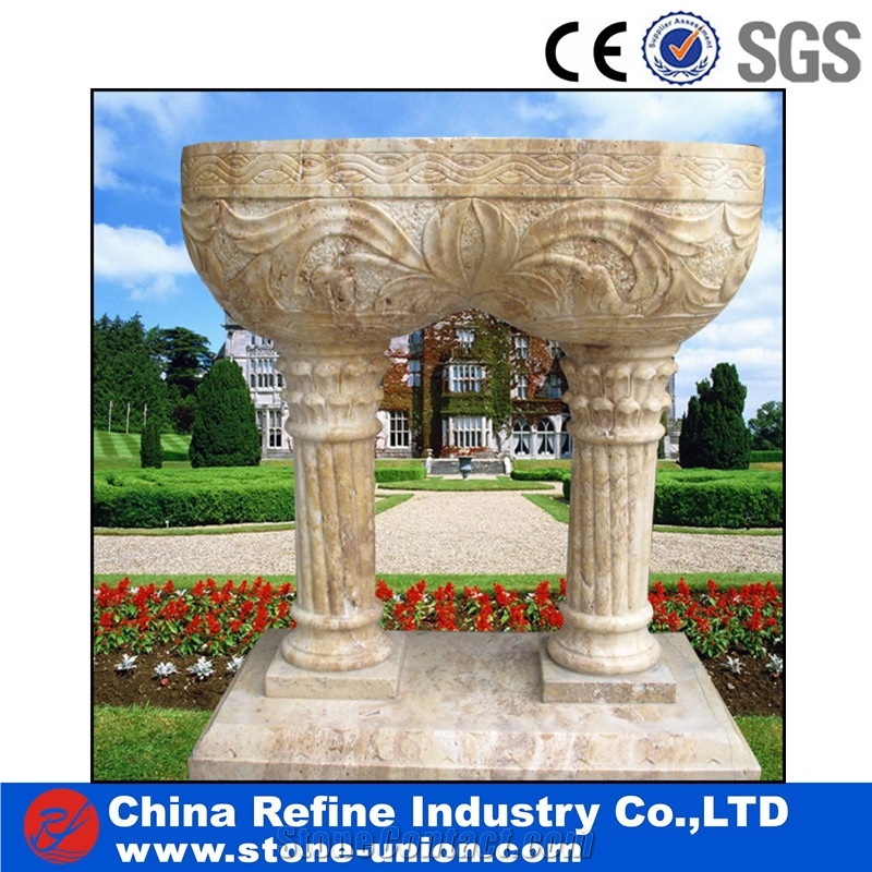 Garden Western Style Yellow Limestone Flowerpots