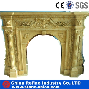 Golden Marble Fireplace New Design with Column