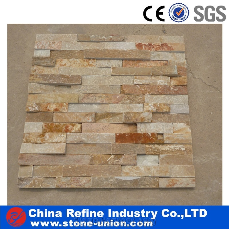 Golden Quartzite Thin Ledge Stone Veneer Panels