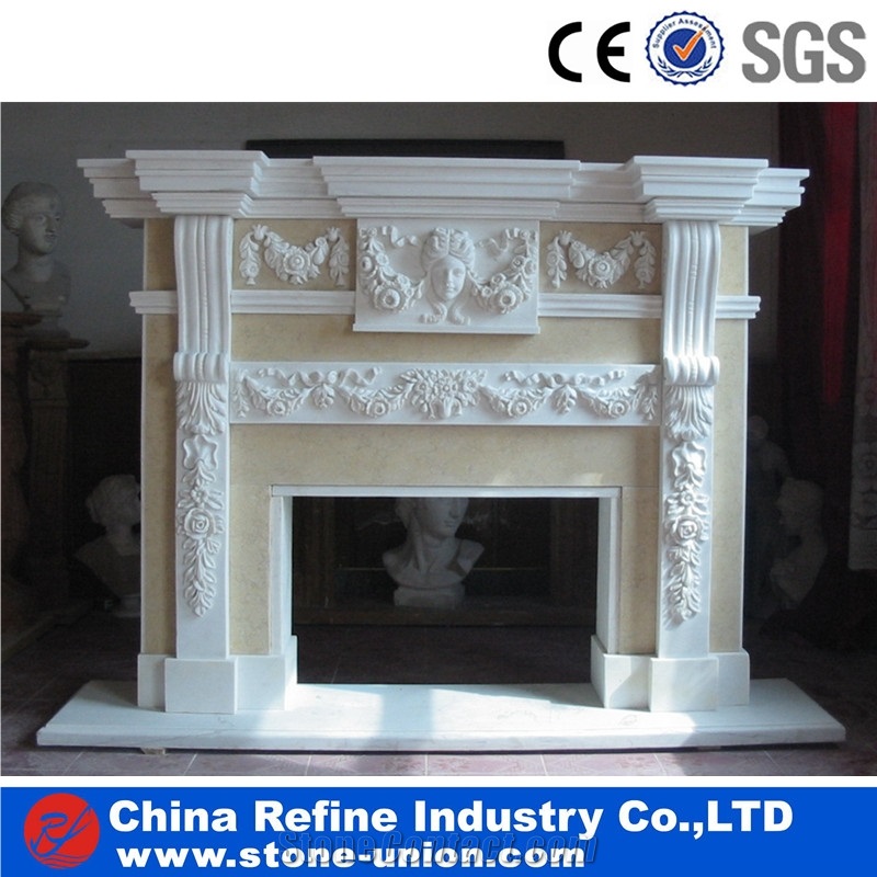 Golden Yellow Limestone Fireplace Freestanding