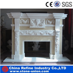 Golden Yellow Limestone Fireplace Freestanding