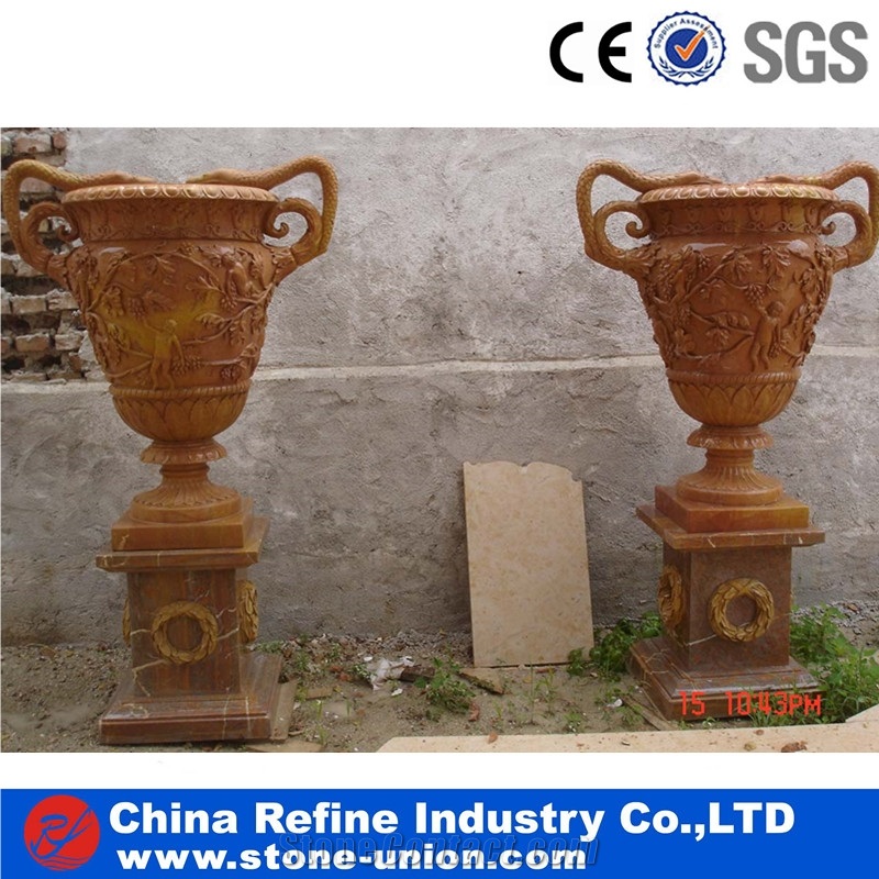 Golden Yellow Marble Flower Pots & Flower Vases