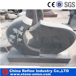 Grey Granite Sculptured Monuments with Flower