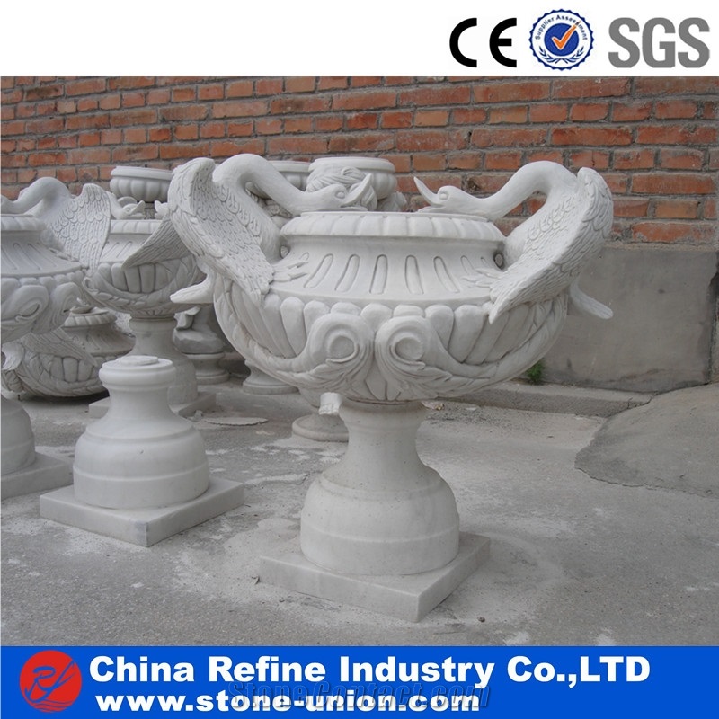Hand Carved Marble Planters,White Marble Vases