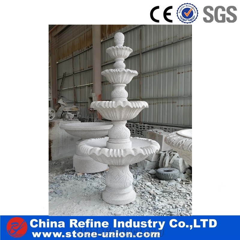Hand Carved Natural Grey Granite Water Fountains