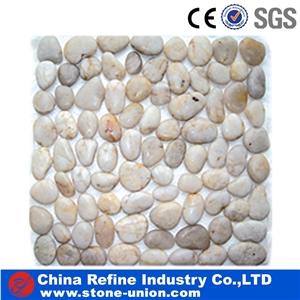 High/Common Polished River Pebble Stone Mesh Mosaic