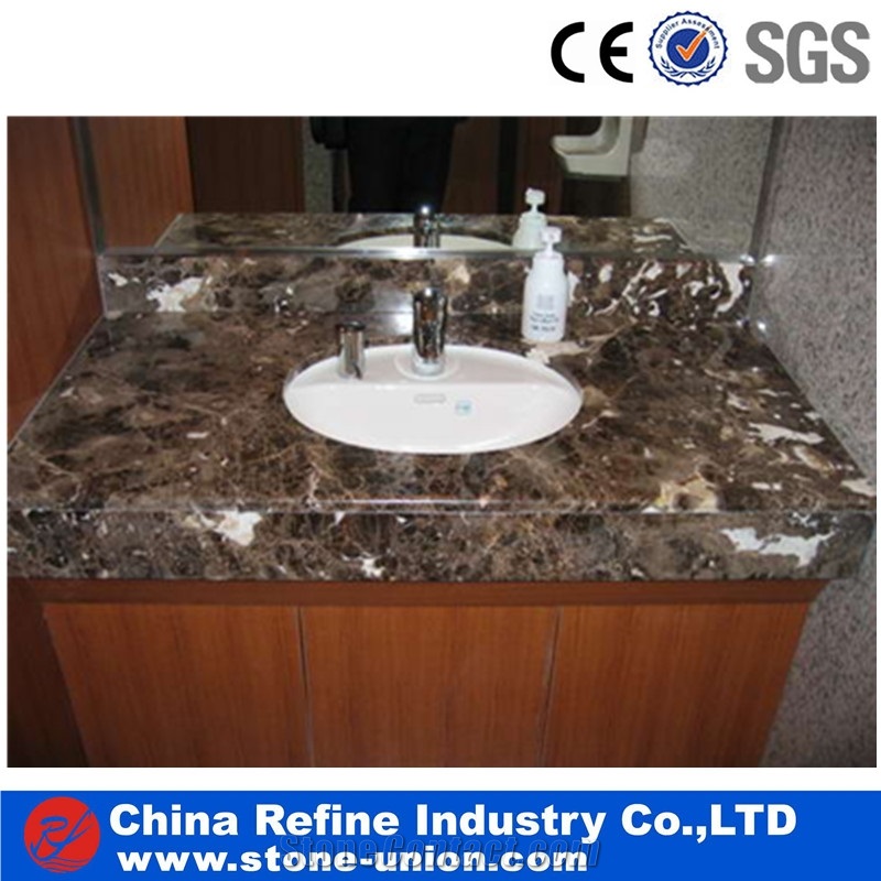 High Quality Polished Brown Marble Vanity Tops