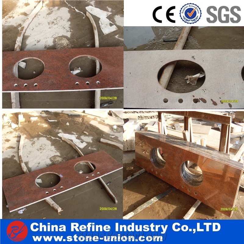 High Quality Polished Brown Marble Vanity Tops
