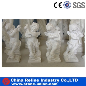 Laughing Buddha Polished White Marble Statues