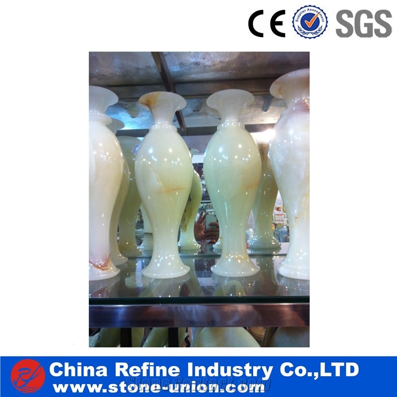 Light Green Onyx Sculpture Interior Flower Vases