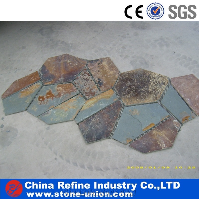 Light Yellow Rusty Slate Paving,Walkway Pavers