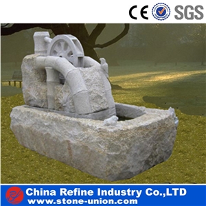 Mermaid Sculptured Carving Granite Fountain Statue