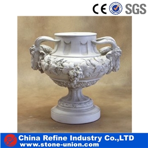 Modern White Marble Sculptured Flower Pots & Vases