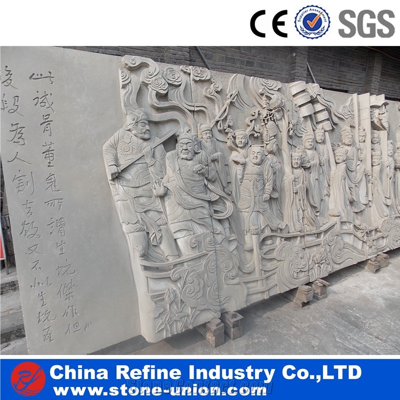Natural Stone Flower Art Hand Carved Wall Panel