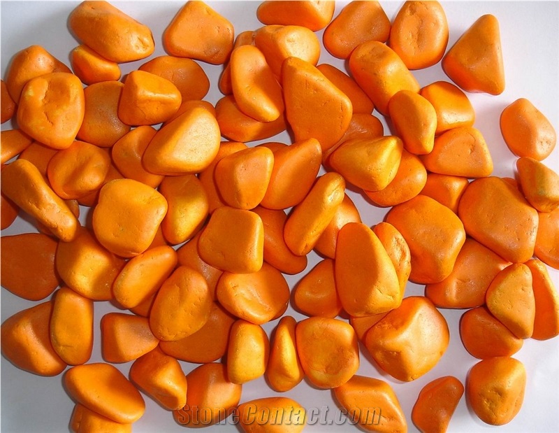 Orange Dyeing Pebbles For Driveway,Walkway Pebbles