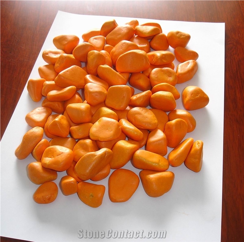 Orange Dyeing Pebbles For Driveway,Walkway Pebbles