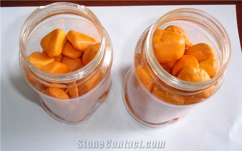 Orange Dyeing Pebbles For Driveway,Walkway Pebbles