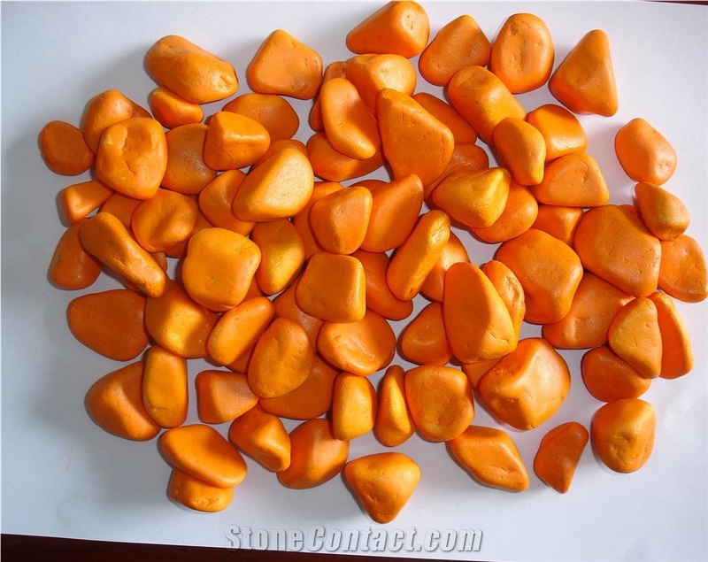 Orange Dyeing Pebbles For Driveway,Walkway Pebbles