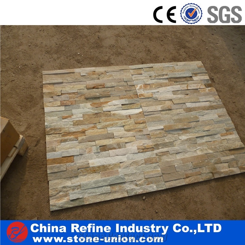 P014 Yellow Slate Wall Panels & Ledge Stone
