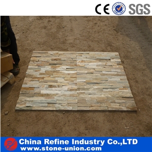 P014 Yellow Slate Wall Panels & Ledge Stone