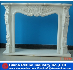 Pure White Marble Carving Fireplace Mantel Cover