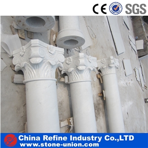 Pure White Marble Hand Carving Craft Columns