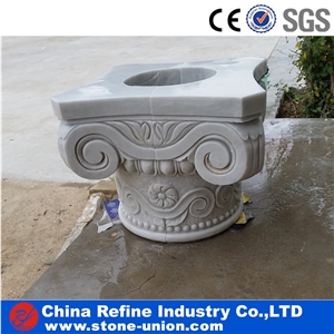 Pure White Marble Hand Carving Craft Columns
