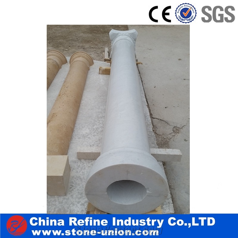 Pure White Marble Hand Carving Craft Columns