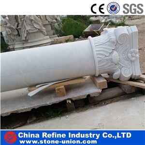 Pure White Marble Hand Carving Craft Columns