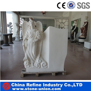 Pure White Marble Monument with Children Statue