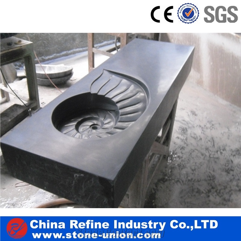 Rectangular Black Ink Jade Marble Sinks & Basins