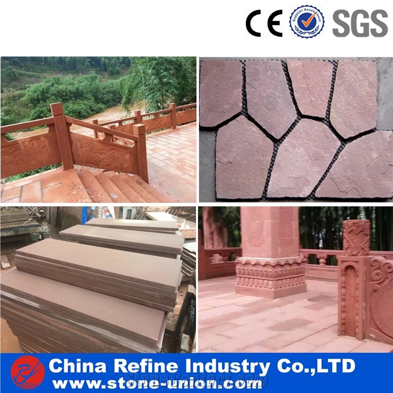 Red Honed Sandstonewall Cladding Covering Paving