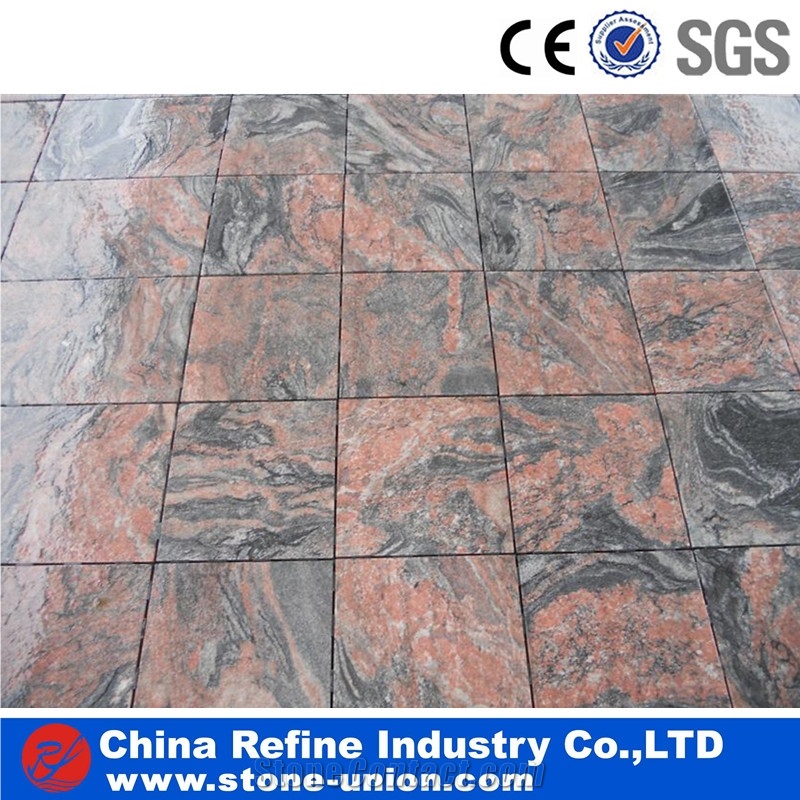 Red Multi Color Indian Juparana Granite Tiles