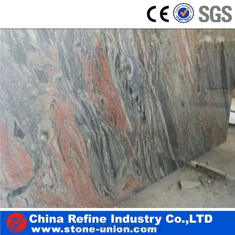 Red Multi Color Indian Juparana Granite Tiles