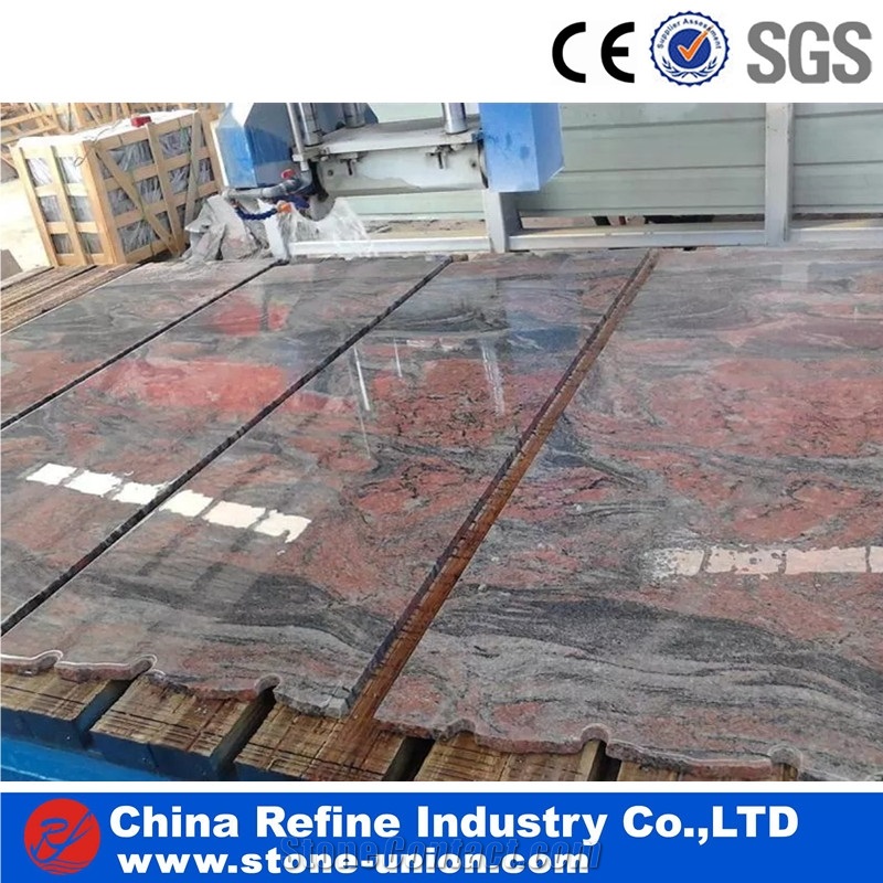 Red Multi Color Indian Juparana Granite Tiles