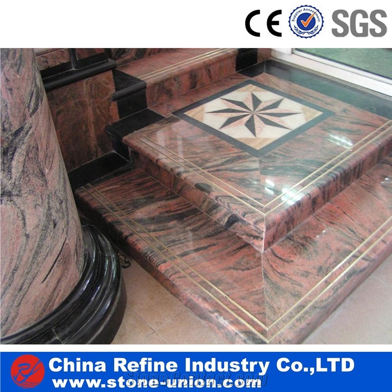 Red Multi Color Indian Juparana Granite Tiles