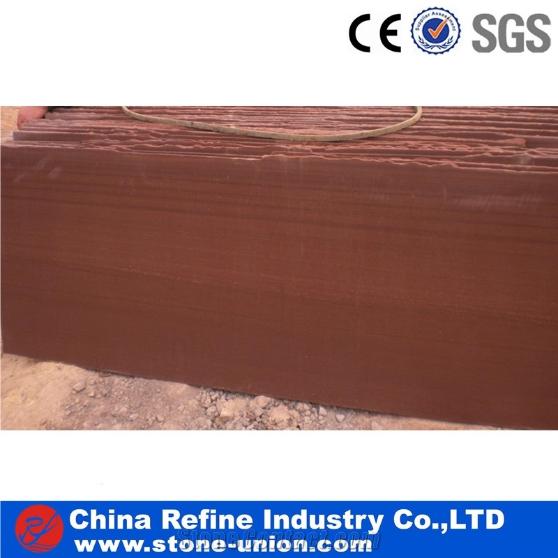 Red Wooden Grain Sandstone Slabs & Tiles Flooring