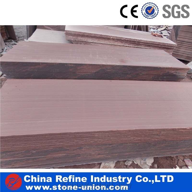 Red Wooden Grain Sandstone Slabs & Tiles Flooring
