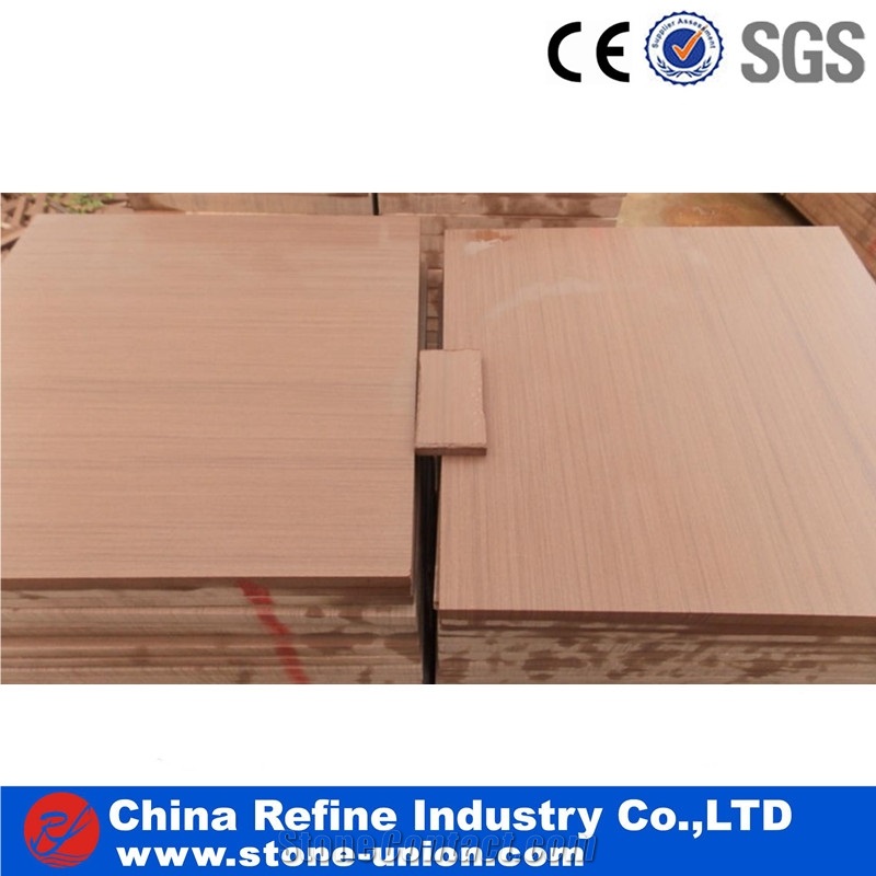Red Wooden Grain Sandstone Slabs & Tiles Flooring