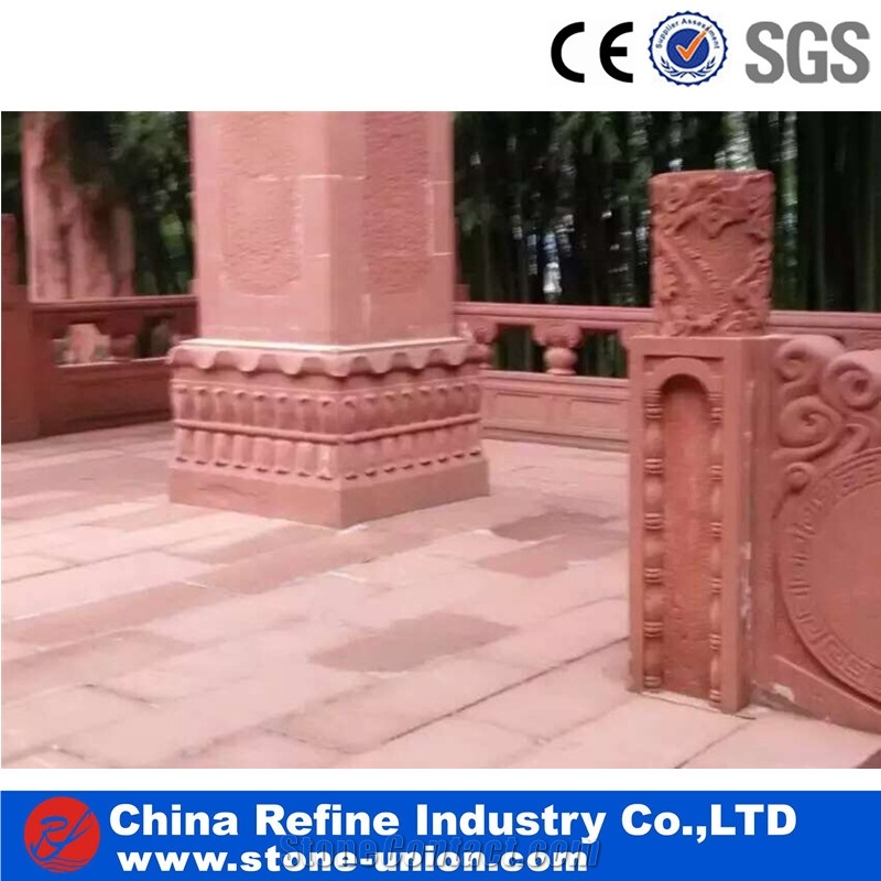 Red Wooden Grain Sandstone Slabs & Tiles Flooring