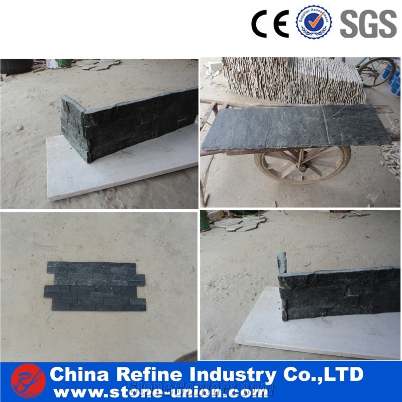Rough Black Quartzite Wall Panel, Ledge Veneer