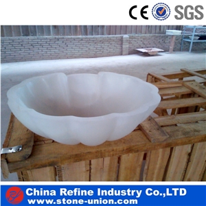 Round Modern Popular White Onyx Wash Basins