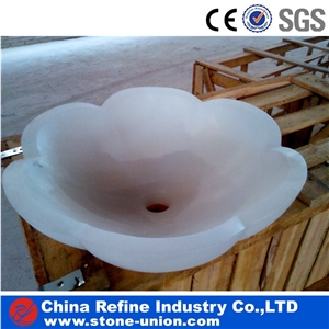 Round Modern Popular White Onyx Wash Basins